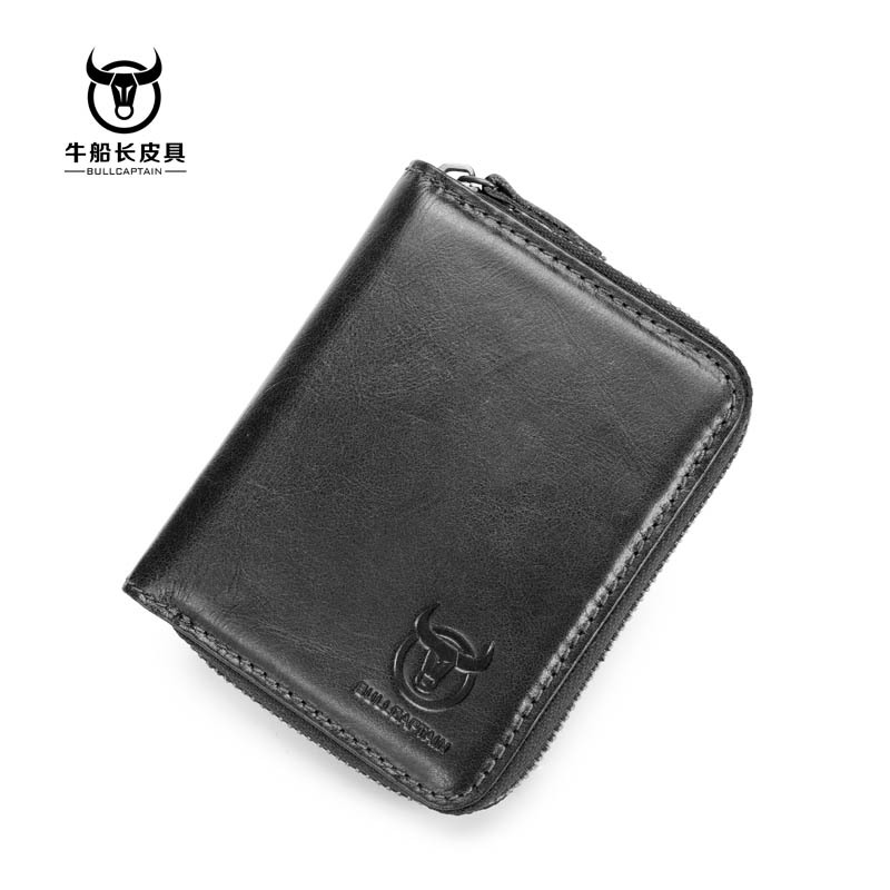 Bullcaptain Leather Wallet Vintage Zipper Card Holder for Men – BULL ...
